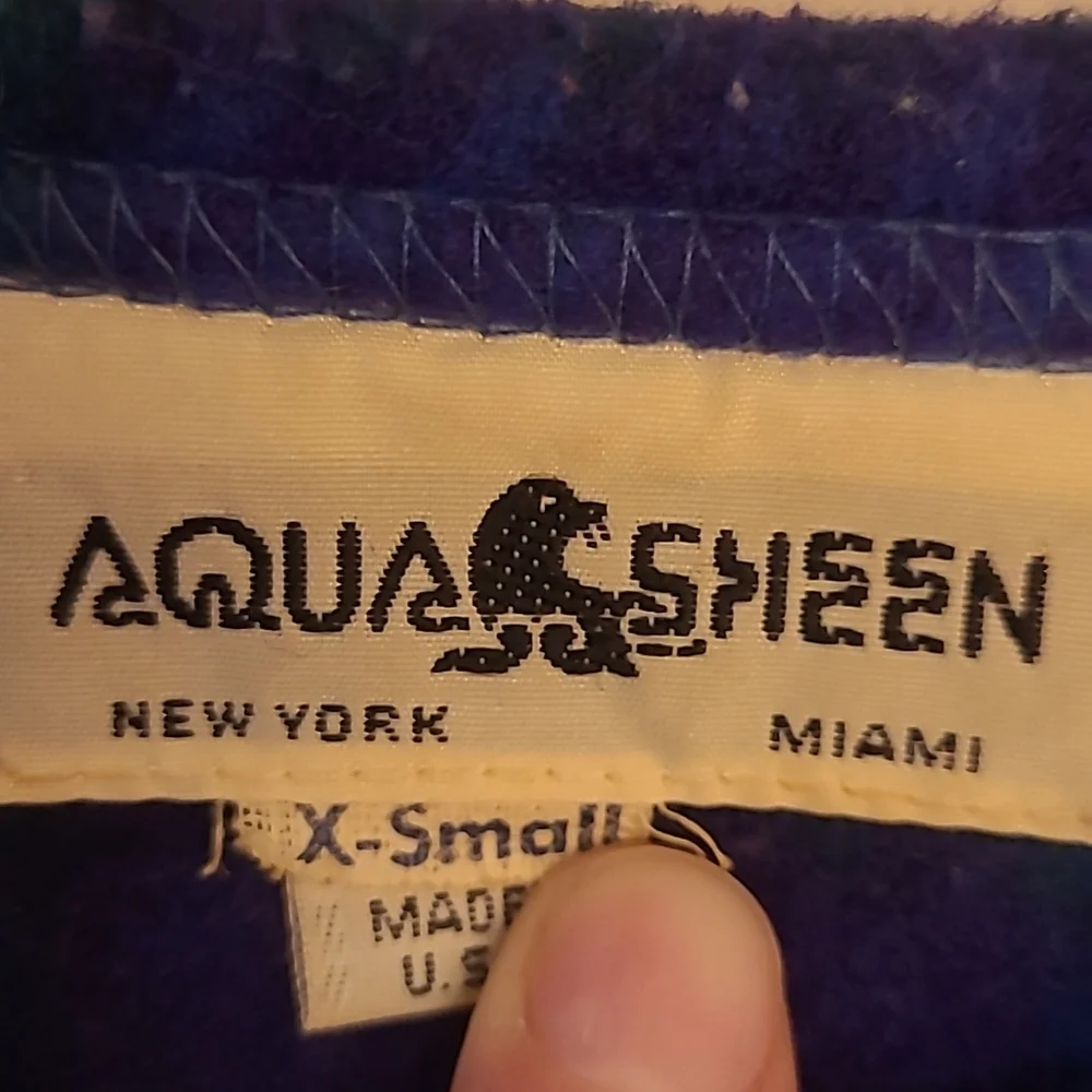 EUC VTG Aqua Sheen 100% Dacron Dupont Polyester Blue Purple and Green Plaid - Picture 6 of 11